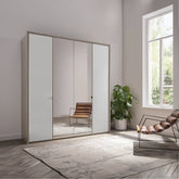 Torino 4 Door Hinged Oak and White Glass Wardrobe - Pendle Village Furniture
